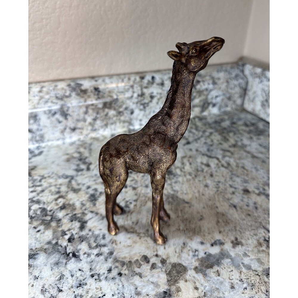 Vintage Giraffe Figurine 7" Brown Resin Animal Sculpture Home Decoration